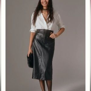 Pilcro Faux Leather Moto Midi Skirt Sz 4